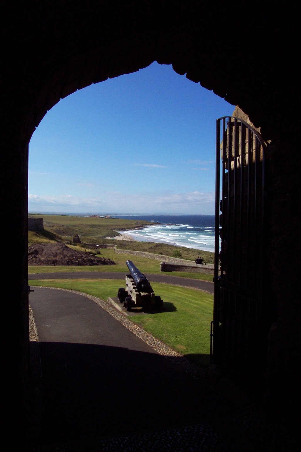 View through an arch at Bamburgh Castle, Northumberland